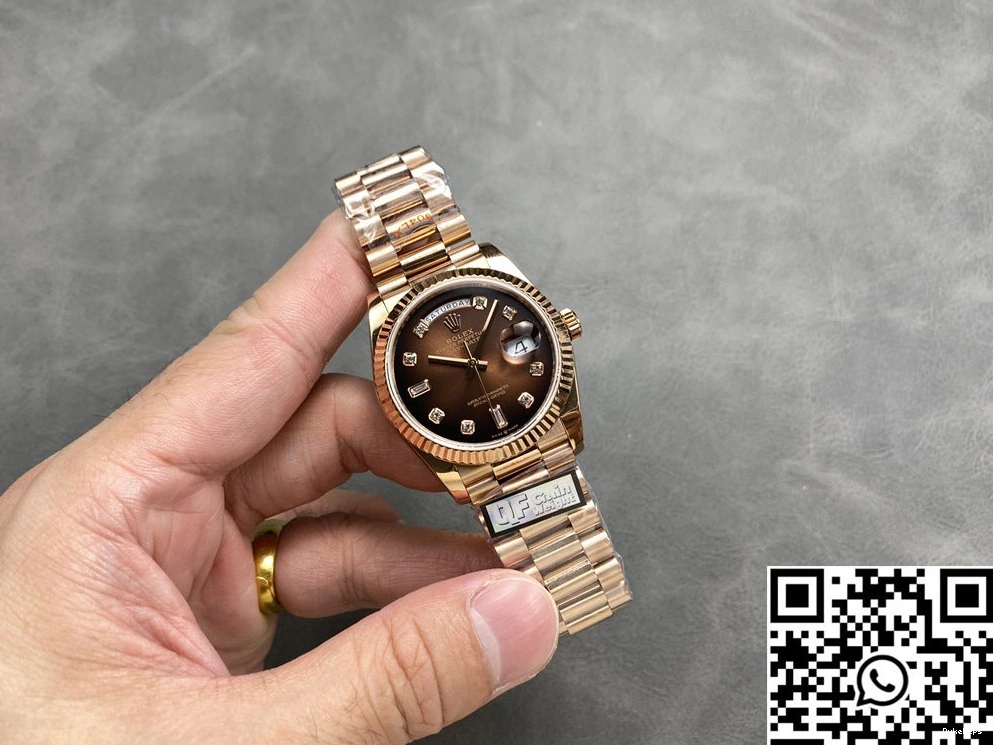 Rolex Tungsten QF Day Date Factory 36mm Chocalate M128235-0037 v5 Dial Steel 0102